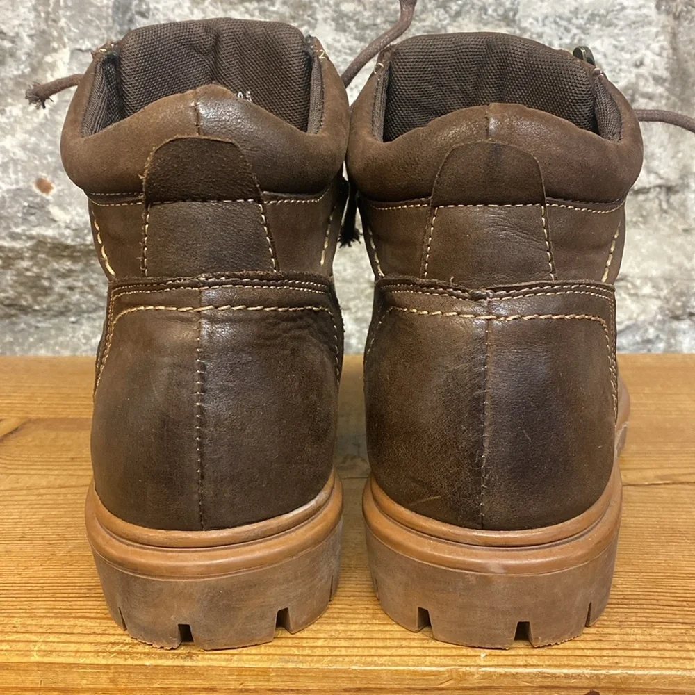 English Laundry Brown Leather Boots with Rugged Design